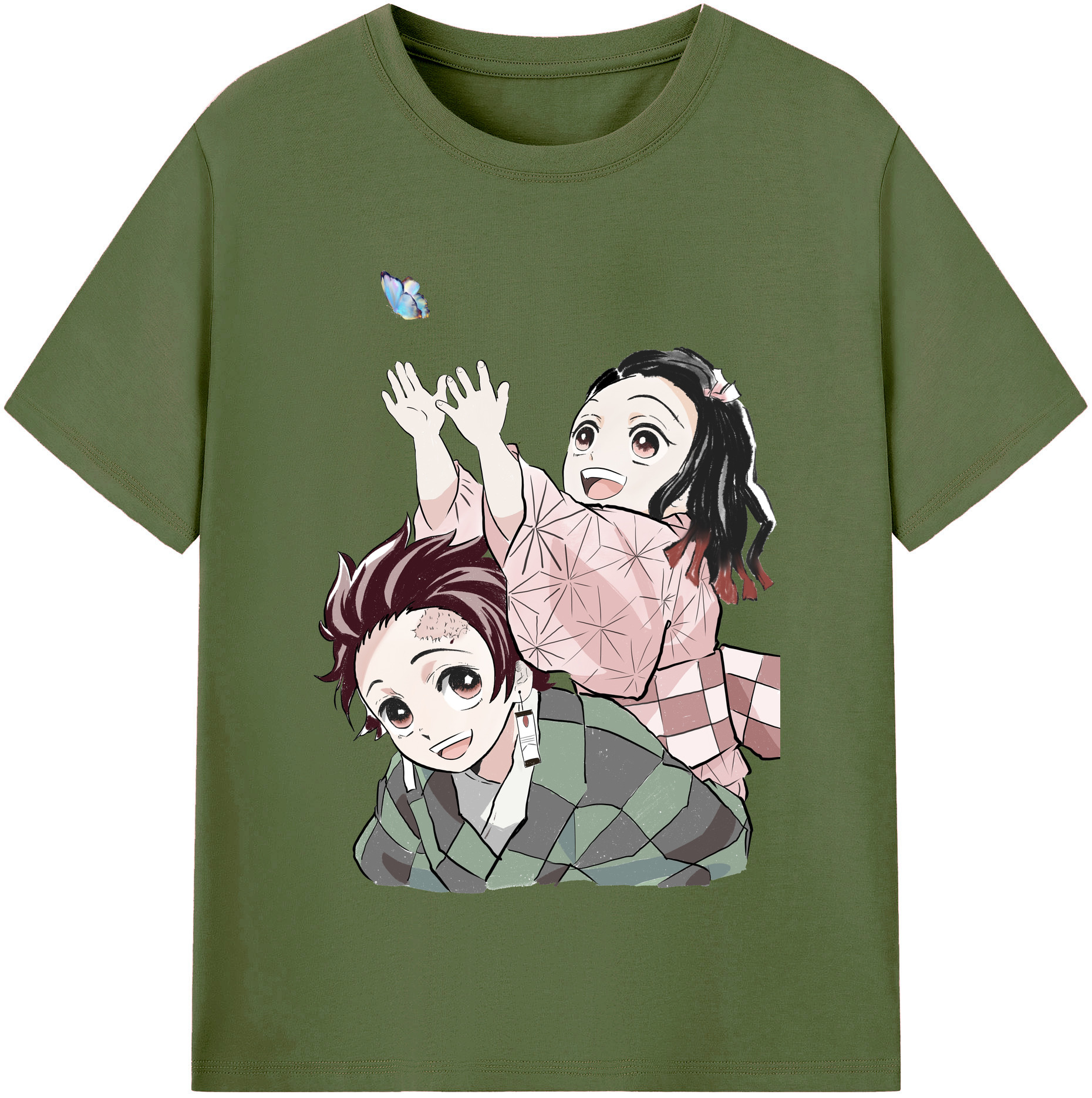 （画像用） 鬼滅の刃（きめつのやいば）竈門 禰󠄀豆子／かまど ねずこ Kamado Nezuko 綿100％半袖Tシャツ（フロントプリント）